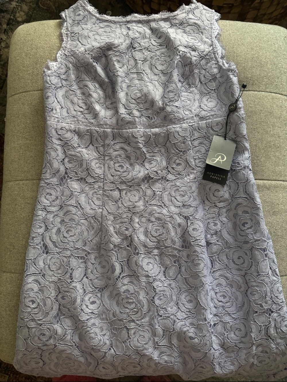 Adrianna Papell Lilac Floral Lace Midi Dress